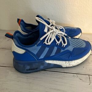 Adidas Ninja ZX 2K Boost JR Boys Shoes Royal Blue Off White Size 6 1/2